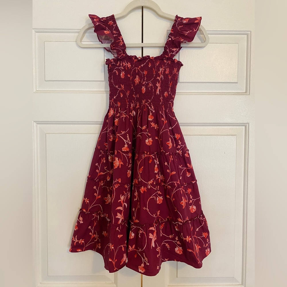 The Tiny Ellie Nap Dress Hill House Burgundy Botanical